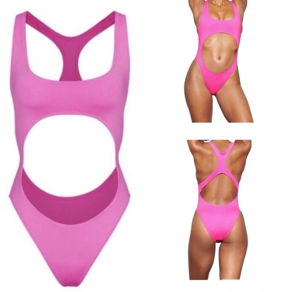 SKIMS NWT Pink Cutout One-Piece Swimsuit size M